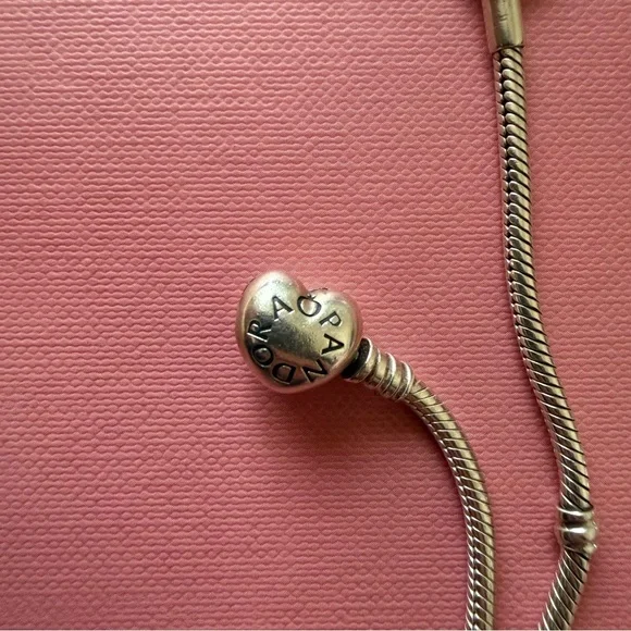 3 Pandora Moments Sterling Silver Bracelet Bundle Heart Clasp Leather Set - Picture 7 of 11